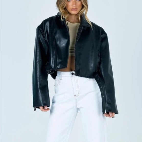 Lioness Black Leather Jacket - Picture 2 of 5